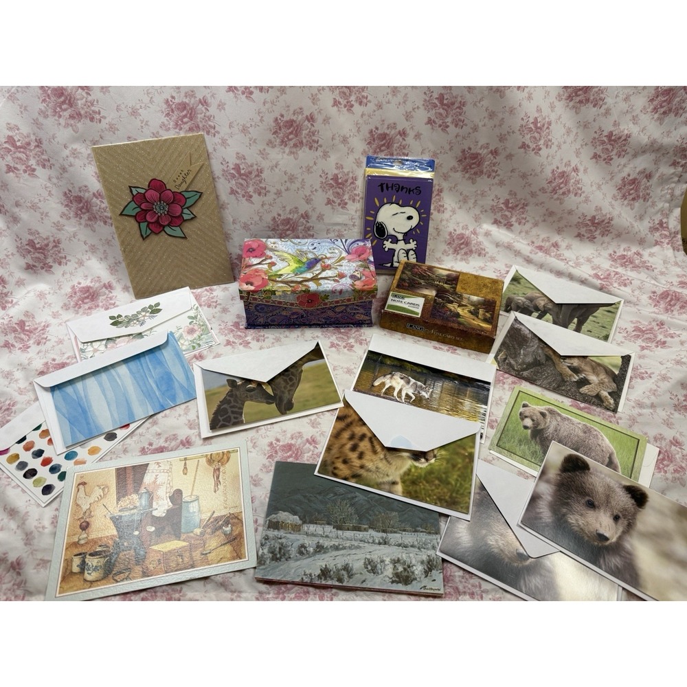 Greeting Note Card Lot Hummingbird Musical Box LANG Snoopy Plus 14 Cards